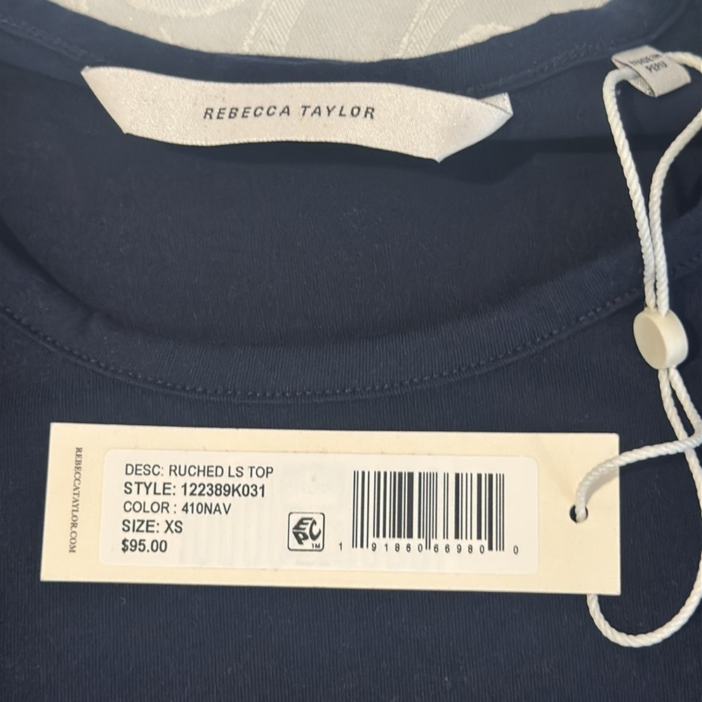 Rebecca Taylor Ruched Long Sleeve Top. Ladies XS - Picture 4 of 9